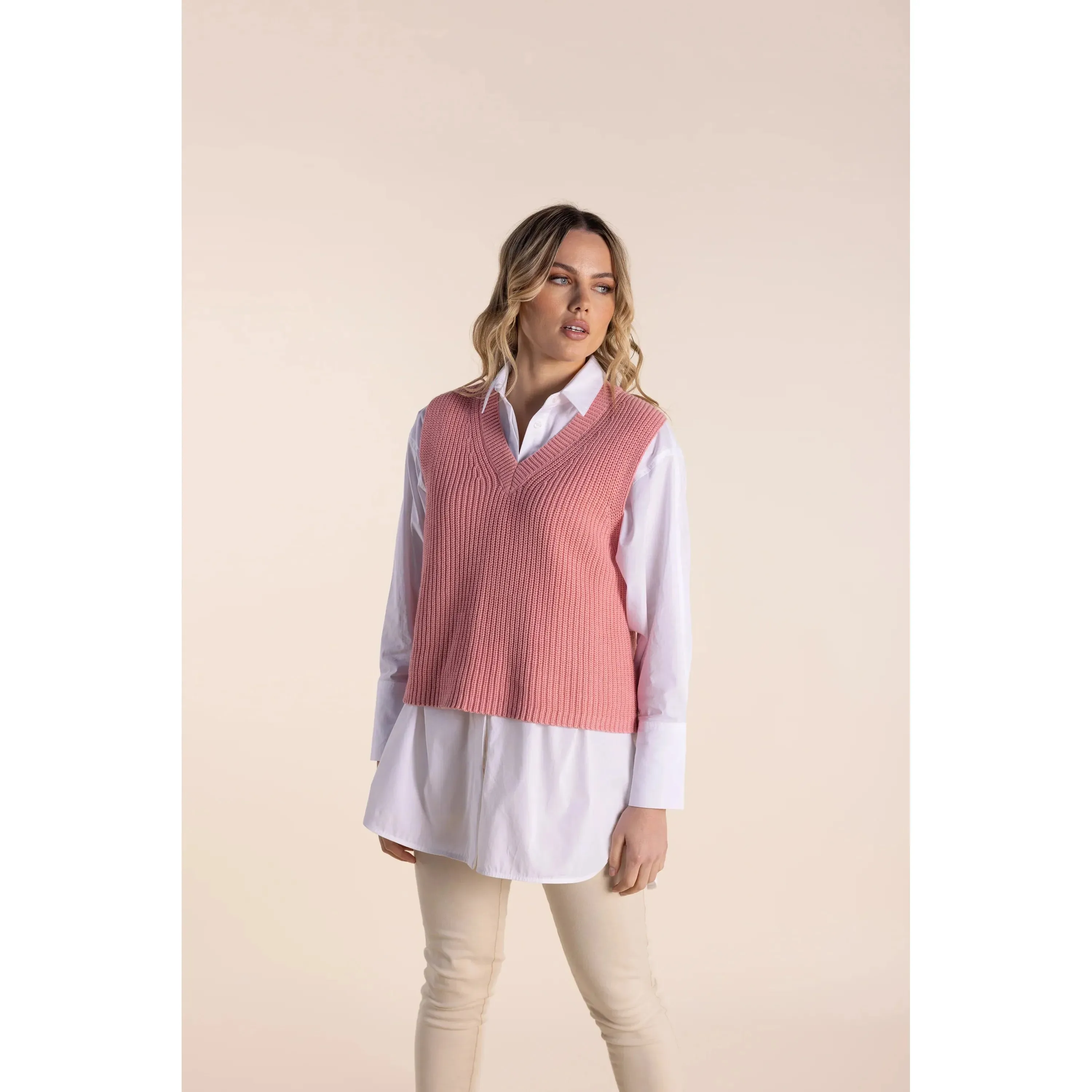 Two T's - V Neck Cotton Vest Candy