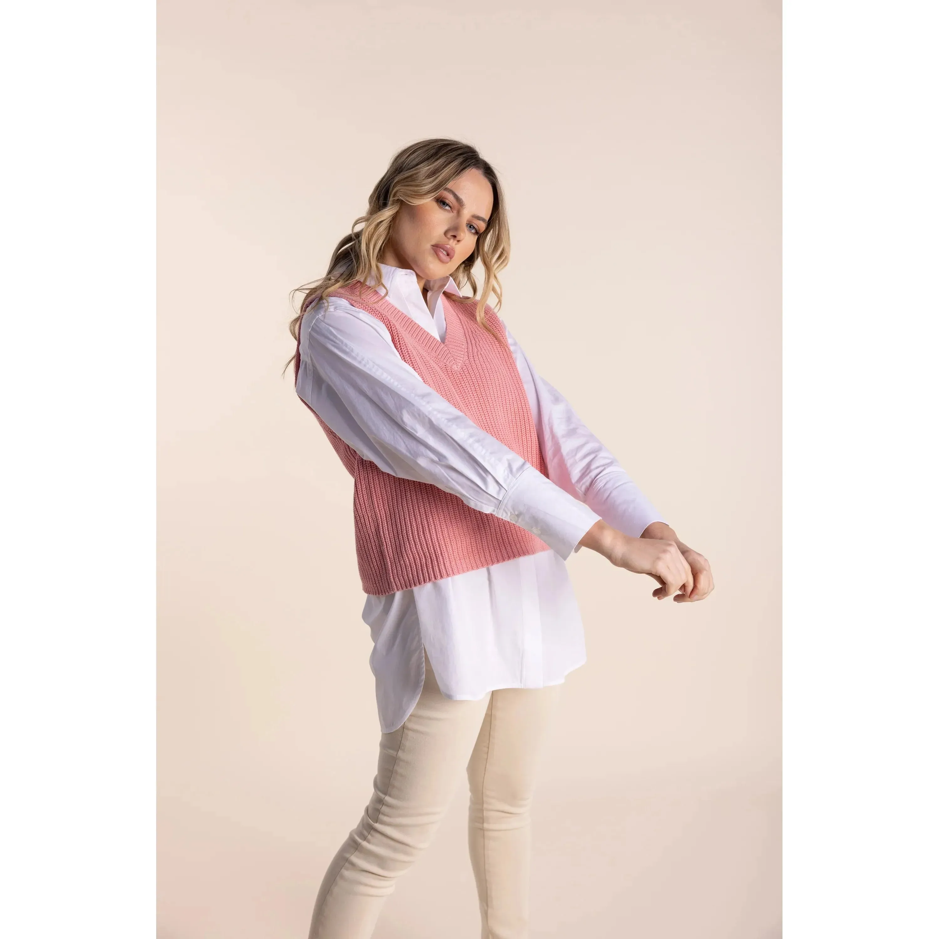 Two T's - V Neck Cotton Vest Candy