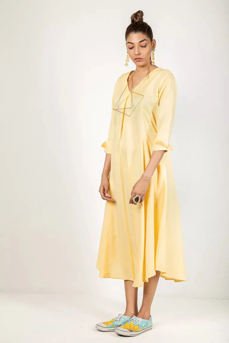 V-Neck Yellow Dress