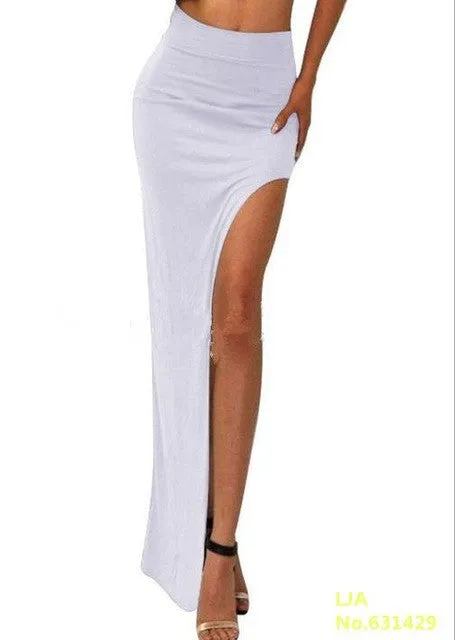 Women Long Charming Skirt Open Side Split Skirt