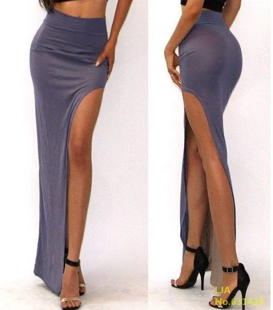 Women Long Charming Skirt Open Side Split Skirt