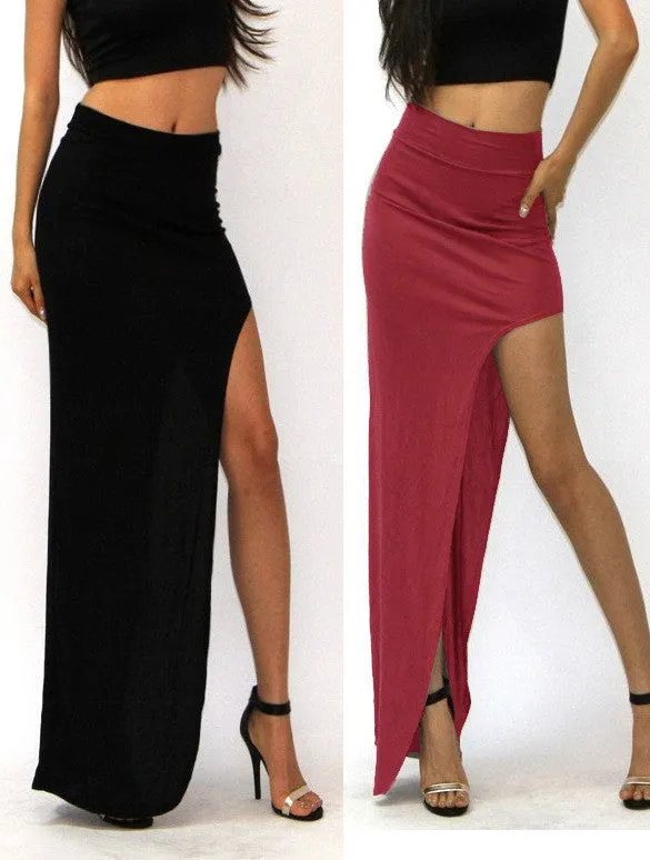 Women Long Charming Skirt Open Side Split Skirt