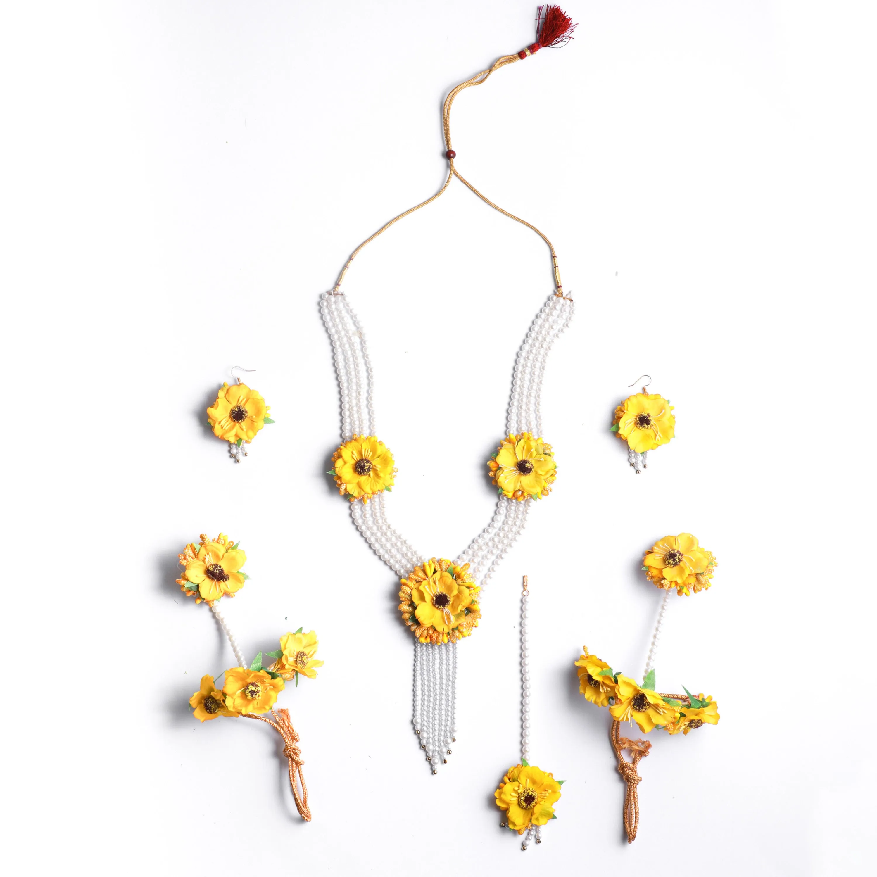 Yellow Floral Necklace Set